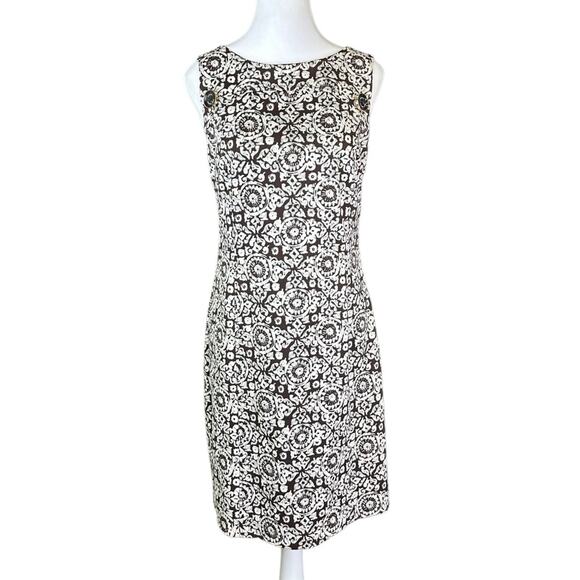 MICHAEL Michael Kors Printed Sheath Dress Brown White Size 6 Fully Lined Stretch - Picture 1 of 9